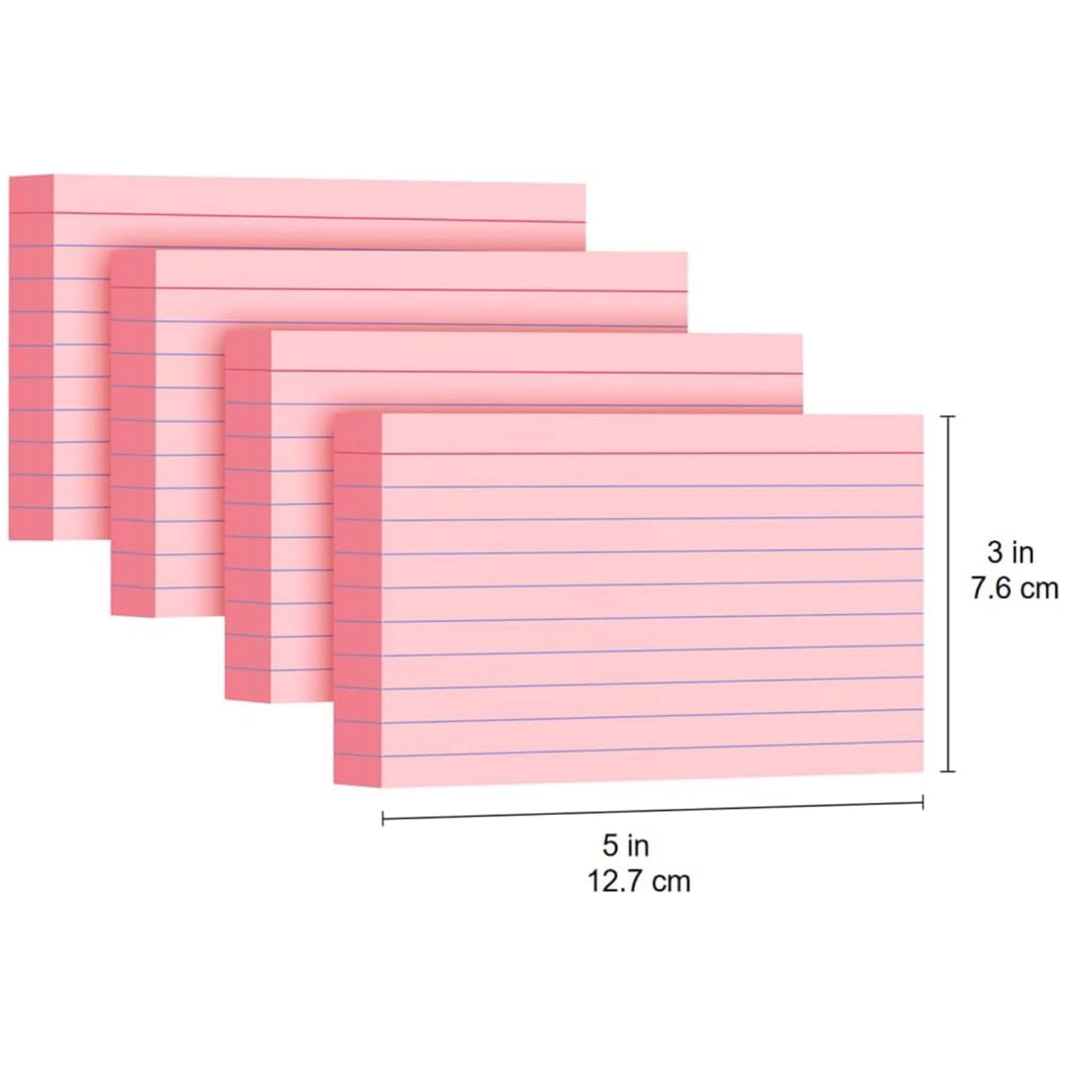 Index Cards Topboutique,Notes Flash Cards,Ruled Index Flashcards,Lined Flashcards,Index Notecards for Office, Lined on Front Blank on Back, 3 x 5 inch,Pink,4 Pack,50 Sheets Per Pack