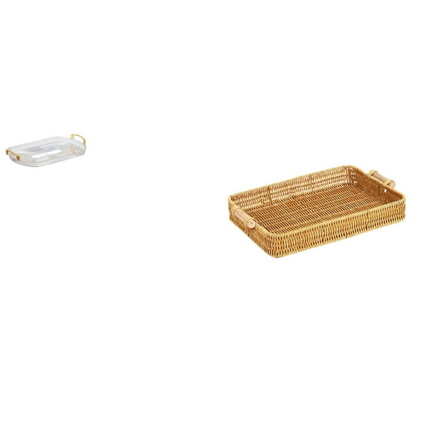 Bandeja De Tocador Rectangular Nórdica Y Cesta De Frutas Tejida, Organizador Para Comedor, Oficina, Hogar, Dormitorio, Escritorio, Solución De Almacenamiento Para Servir Refrigerios.