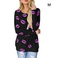 thumbnail image 1 of sweethay Camiseta de manga larga con estampado Dido para mujer, sudadera de cuello redondo, suéter, Top Prendas para la parte del cuerpo Violeta METRO sweethay AP000134-14B, 1 of 1