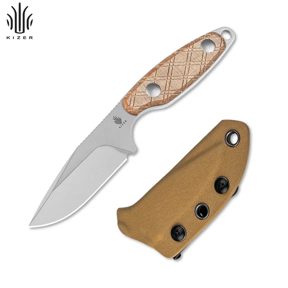 Kizer Muskrat Clip Point Fixed Knife 154CM Blade Micarta Handle With Sheath 1064C1