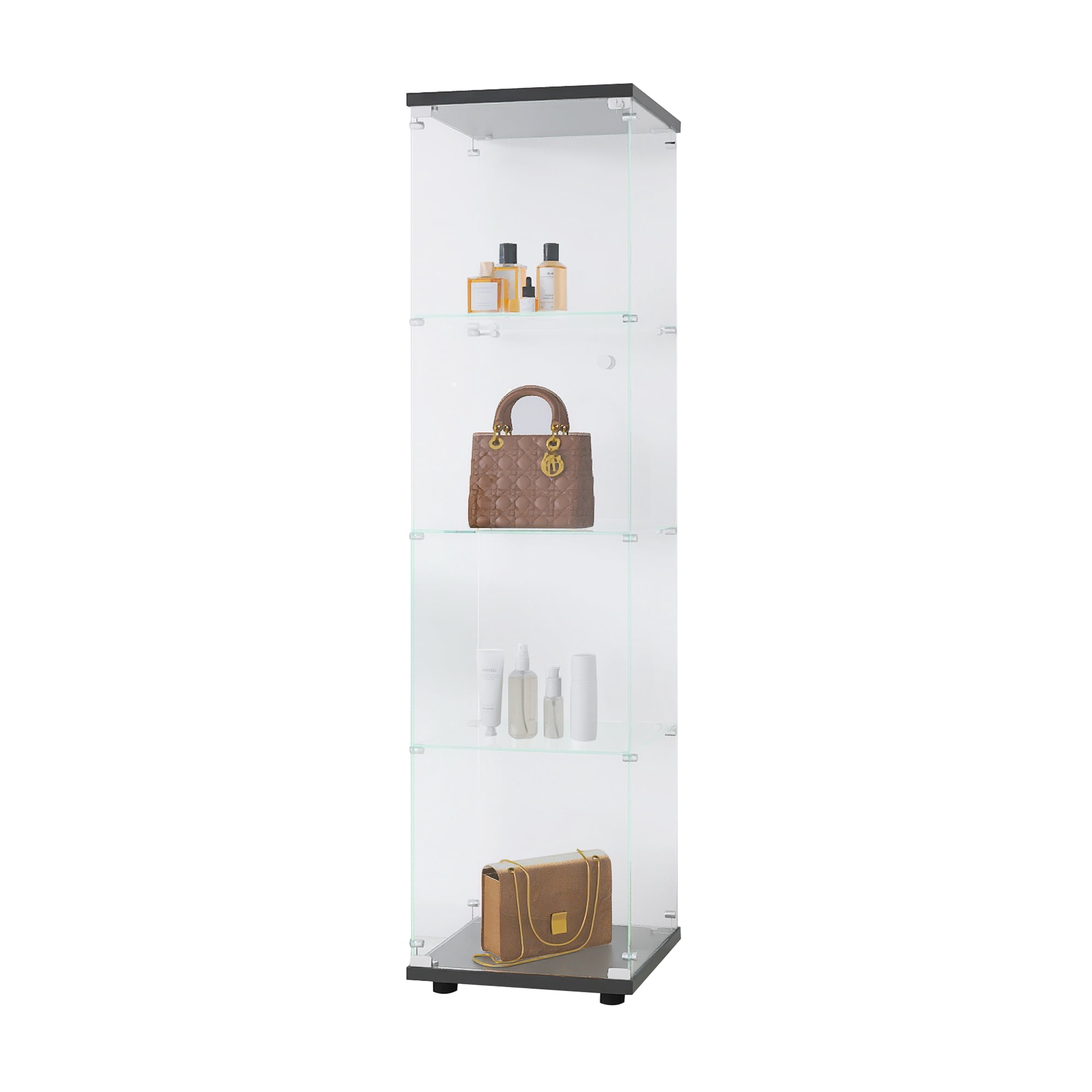 Noble House Glass Display Cabinet 4 Shelves with Door,Black