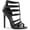 Black, variant on 5" Heel Strappy T-Strap Sandal, Back Zip - Blk Faux Leather, 5