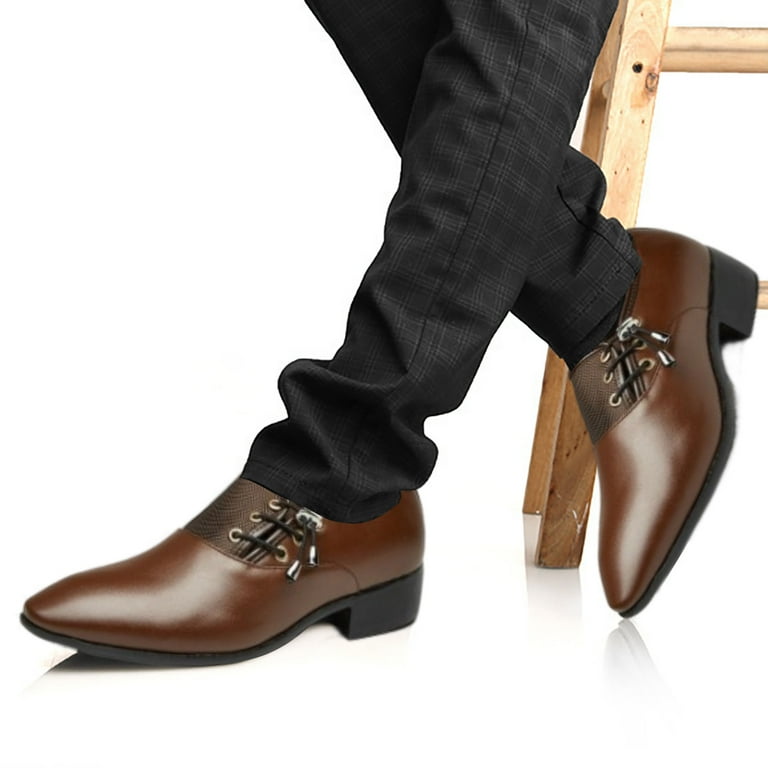 LUOGENLI Male Mens Dress Shoes Size 14 Wide Men S Business Attire Casual Shoes British Pointed Solid Color Lace Up Leather Shoes Dress Shoes For Men