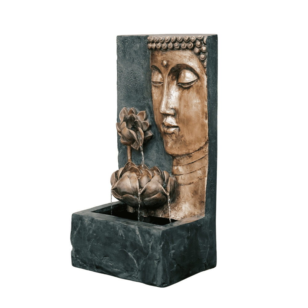 XBrand 30" Buddha Water Fountain Indoor Outdoor w LED Light