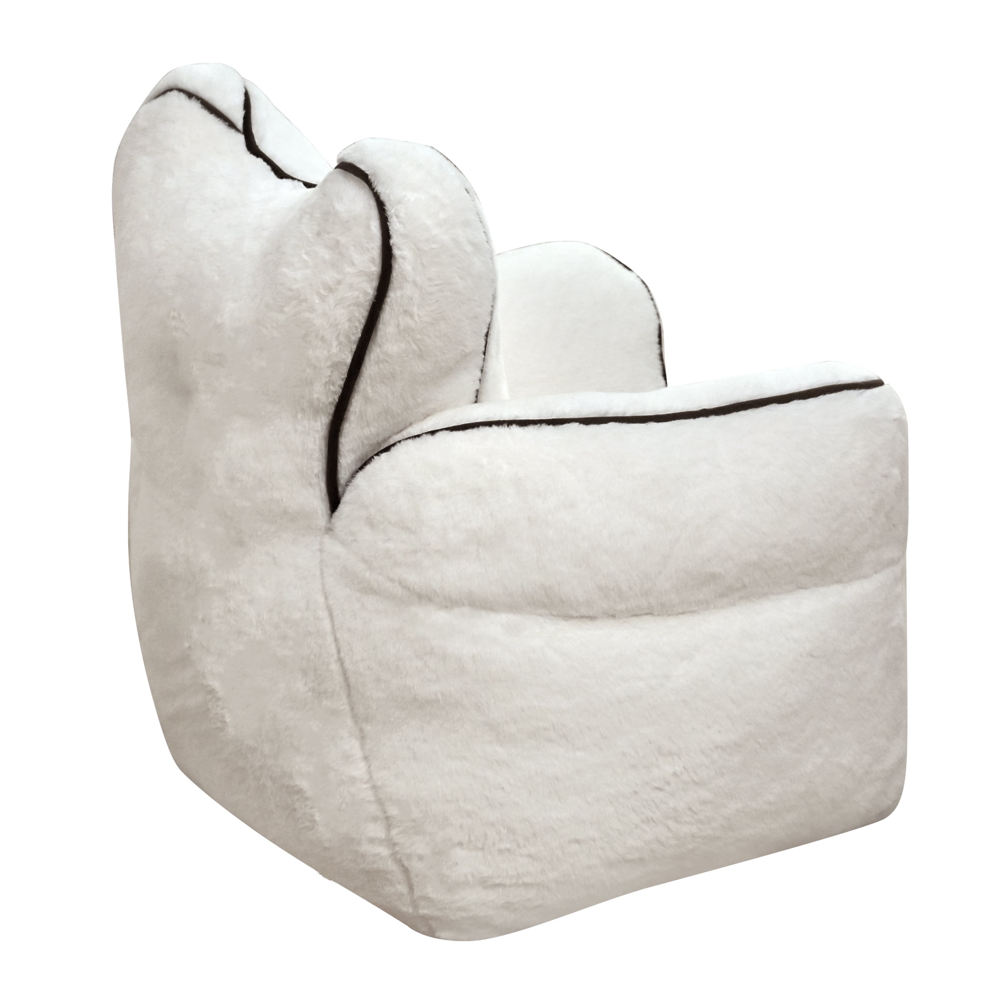 Leumius Bean Bag Chair,Faux Fur Beanbag Chair with a Color-Block and Heart-Shaped Backrest,Large Lazy Sofa for Living Room, Bedroom, Apartment,White