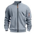 thumbnail image 6 of Migroa Full Zip Long Sleeve Sweatshirt Coat, Men's Full Zip Long Sleeve Sweatshirt Jacket, Casual Sporty Outerwear Coat, Loose Fit for Fall Winter Running Gym Casual Sporty Jacket Men Running, Gym,, 6 of 7