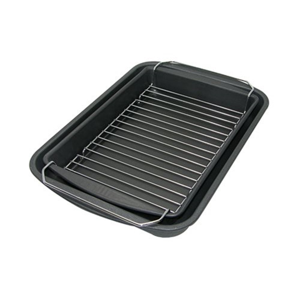 probake bake, broil, and roast pan 3piece set teflon nonstick