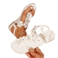 thumbnail image 4 of Ytobaz Flat Sandals for women Floral T Strap Clear Band Sandals Open Toe Slingback Shoes Beach Vacation Wedding Travel Daily Casual Footwear, 4 of 9