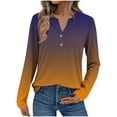 thumbnail image 3 of Ahuyic Womens Plus Size Top, Casual Long Sleeve Blouse For Autumns And Winter, Fashion Womens Casual Printed V-Neck Long Sleeve T-shirt Blouse Zipper Tops, 3 of 7