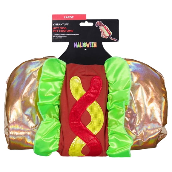 Vibrant Life Halloween Hot Dog Costume for Dogs, Multicolor, L
