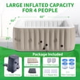 thumbnail image 5 of FICISOG Inflatable Hot Tub for 4 Person, Portable Blow Up Hot Tubs with 120 Bubble Jets, Square 60" W x 25" H Outdoor Inflatable Hot Tubs Spa - Coffee, 5 of 9
