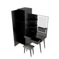 thumbnail image 6 of Makeup Vanity Desk Closet Set, Dressing Table with Adjustable LED Mirror, Power Outlets & 2 Drawers, Tall Closet with Hanging Rod, Large Vanity Desk with Wardrobe and Stool for Women Girls, Black, 6 of 9