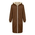thumbnail image 4 of jtjvou Women's Long Sleeve Hooded Jacket Zipper Fleece Casual Outwear Soft Lining Loose Fit Stylish Coat for Daily Wear Fall Winter Fashion Brown S, 4 of 6