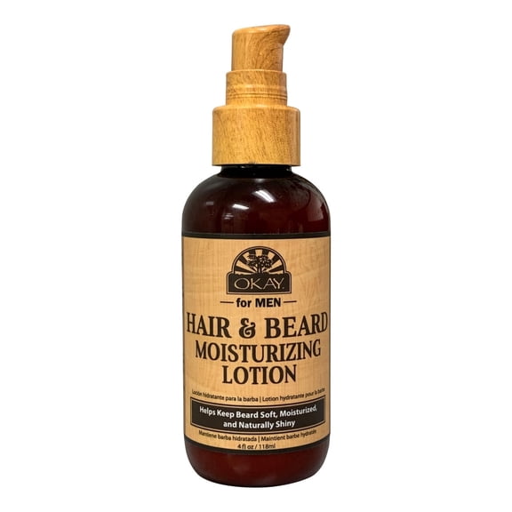 OKAY Men Hair & Beard Moisturizing Lotion 4oz / 118ml – Hydrates, Softens & Tames Beard, Non-Greasy, Sulfate Silicone Paraben-Free, For All Hair Types