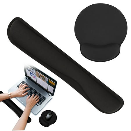 TSV Superfine Fibre Soft Gel Memory Foam Set Ergonomic Mouse Pad Wrist Support and Keyboard Wrist Rest for Computer, Laptop, Mac, Gaming and Office, Durable, Comfortable and Pain