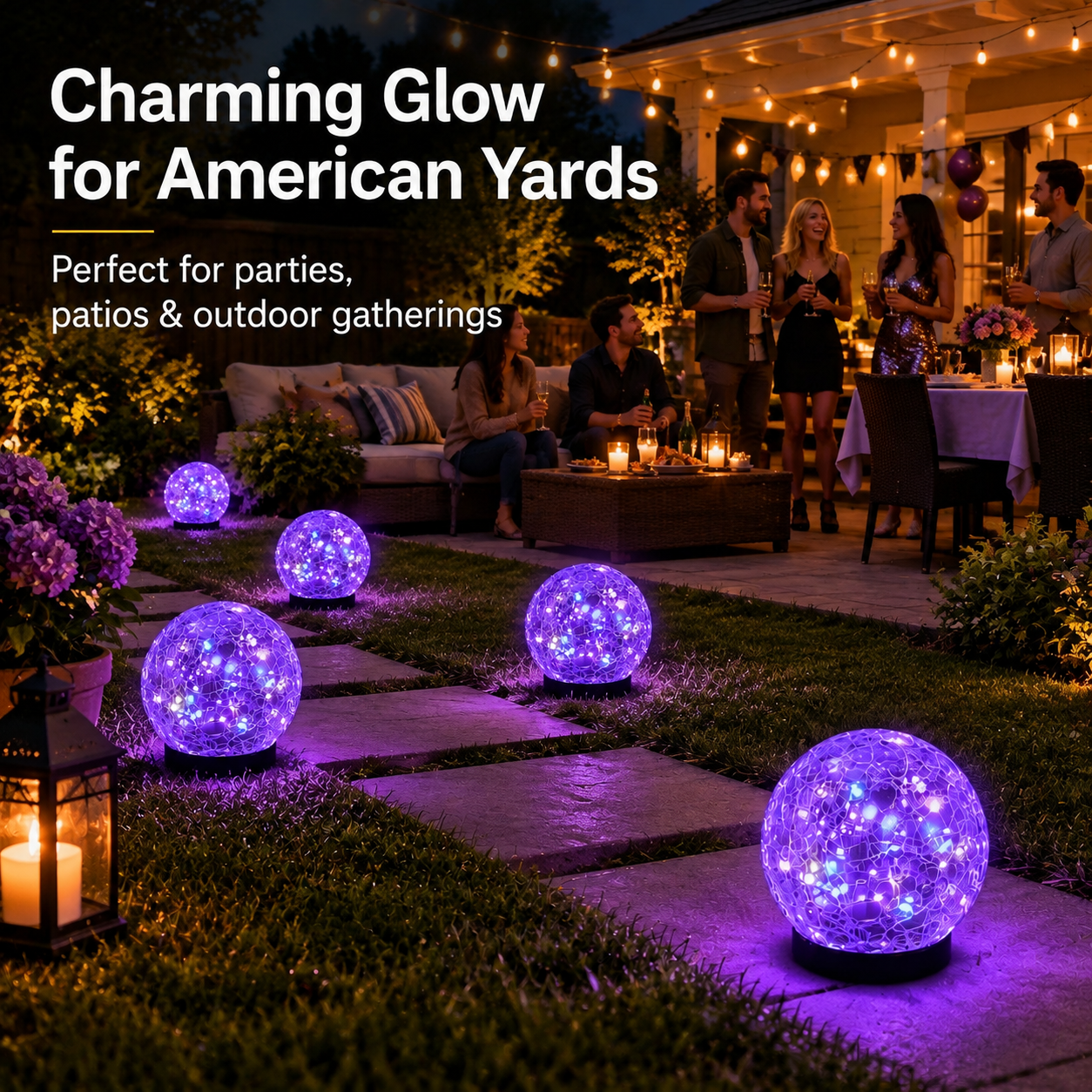 Mehoom Solar Globe Lights, 4 Pack 5 Inch Cracked Glass photo 4
