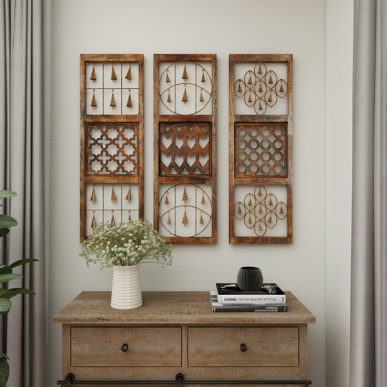 Unique Wood Bell Wall Panel 3 Assorted