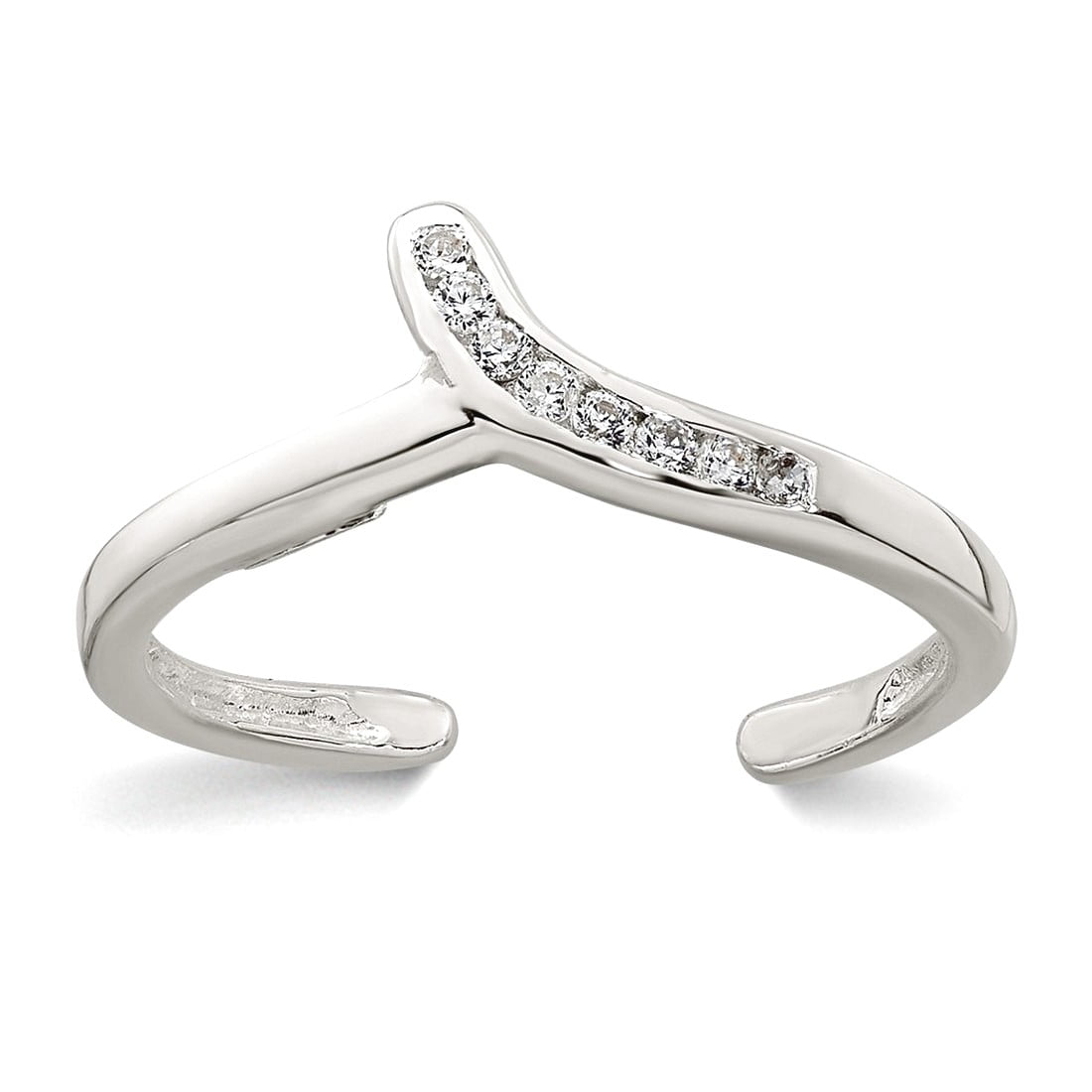 16.3mm 925 Sterling Silver Polished Cubic Zirconia toe ring toe ring for Women - .9 Grams