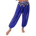 thumbnail image 2 of Zaldita Women's Belly Dance Harem Pants Shiny Sequin Tassel Trouser Arabic Performance Loose Pants Royal Blue One Size, 2 of 7