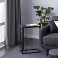 thumbnail image 3 of DecMode 10" x 26" Dark Brown Metal C-Shaped Accent Table with Black Metal Base, 1-Piece, 3 of 10