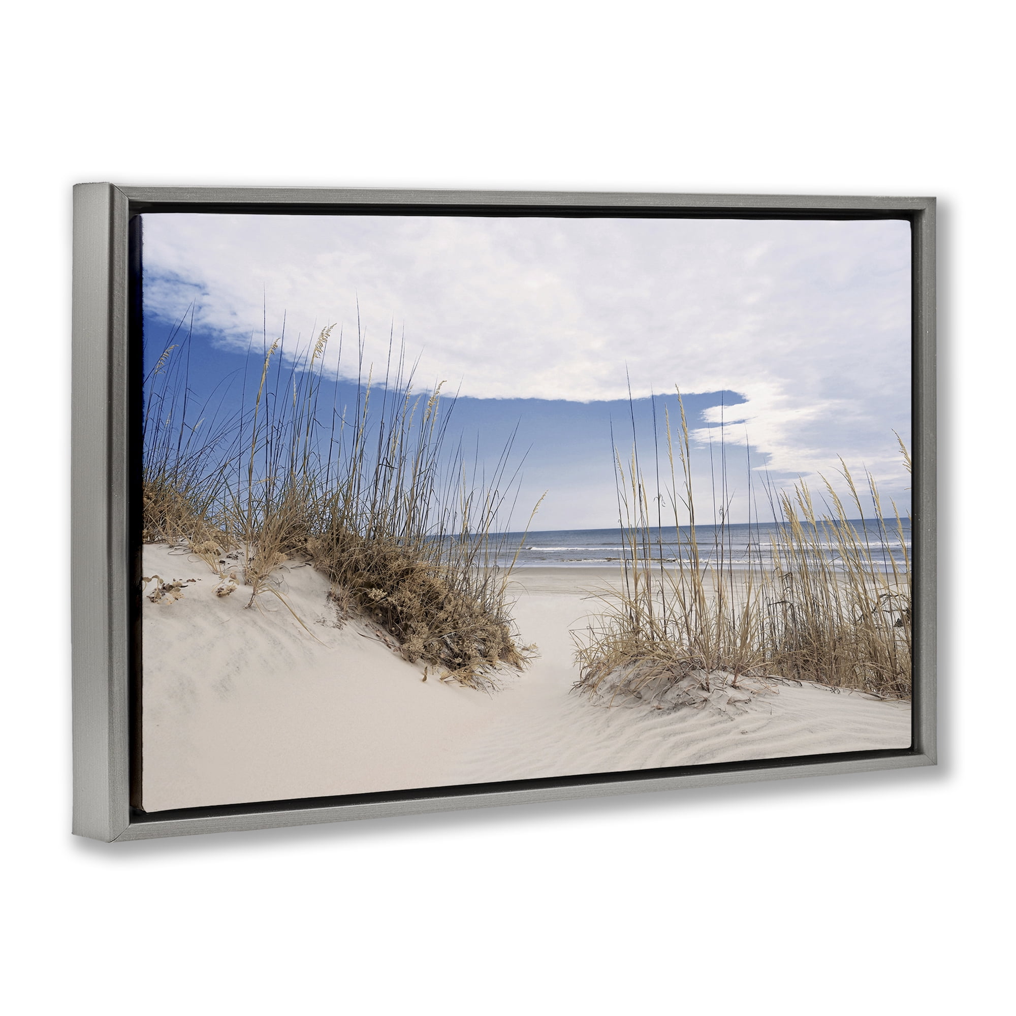 Stupell Industries Sea Oats Along Sandy Dunes Gray Framed Floater Canvas Wall Art, design by Natalie Carpentieri