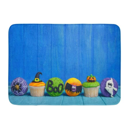 GODPOK Delicious Halloween Cupcakes with Bright Made of Confectionery Mastic Sweets Homemade Holiday Food Trick Rug Doormat Bath Mat 23.6x15.7 inch