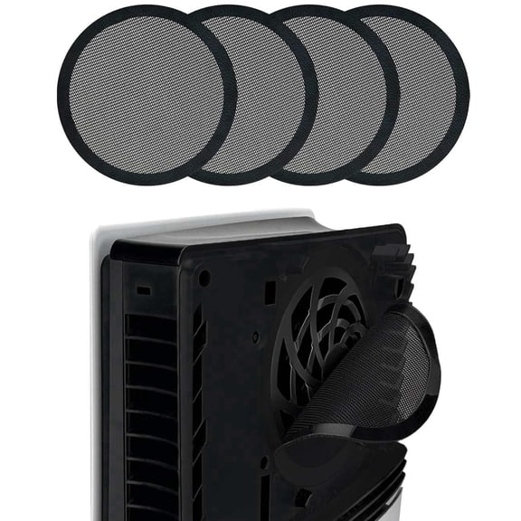 PS5 Slim/Pro Dust Cover Protector, 4 Pack Fan Dustproof Filter Mesh, High-Density Breathable Mesh Dust Cover for Cooling Fan, Compatible with Digital & Disc Edition (Black)