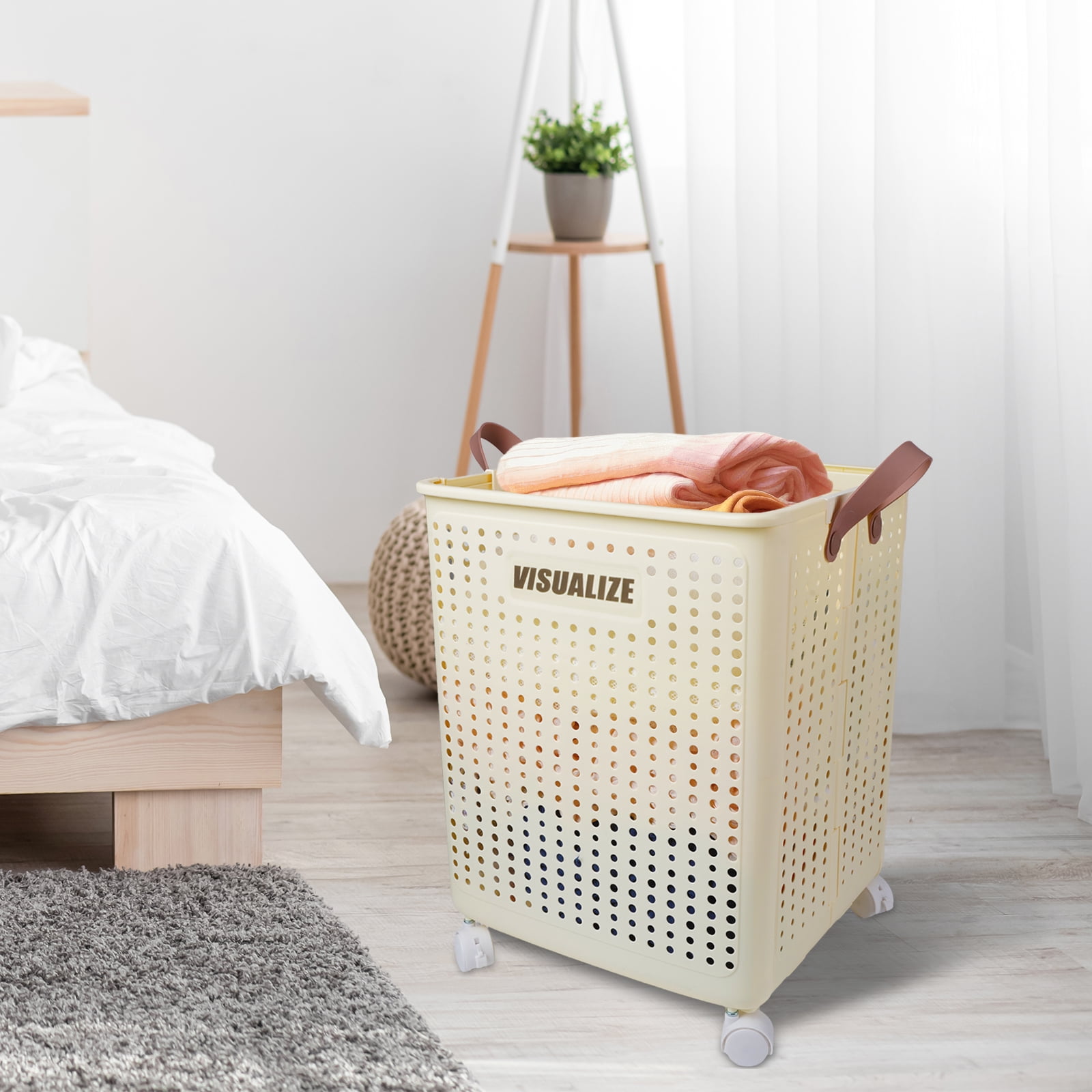 Koomade Large Foldable Wheeled Laundry Hamper with Handles and Ventilated Design