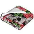 thumbnail image 4 of Bingfone Skull And Roses Print Flannel Fleece Blanket Throw Blanket For Bed,Sofa,Couch,Travel,Camping(50"X40"), 4 of 9