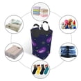 thumbnail image 5 of Bingfone Eggplant Laundry Hamper,Large Canvas Fabric Lightweight Storage Basket Toy Organizer Dirty Clothes Collapsible, 5 of 6