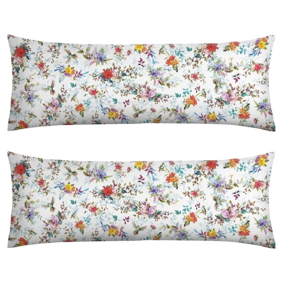 Floral Bee Body Pillow Cover 20x54 - Botanical Garden Print Long Pillow Case with Zipper - Soft Breathable Maternity Pillowcase - Full Body Pillow Protector - Aesthetic Bed Pillow Cover