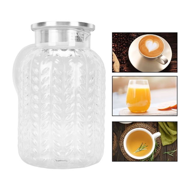 Jarra Jarra De Agua Transparente Con Tapa Y Asa Jarra De Té Helado Con Patrón De Hoja A Prueba De Calor Acrílica De 1,8 L Para Bebidas De Café