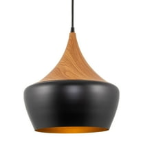Kira Home Ava 13" Schoolhouse Pendant Light, Black Schoolhouse Style Shade, Adjustable Hanging Height, Grain