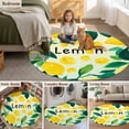 thumbnail image 6 of Farm Lemon Round Living Room Rugs 6 ft, Yellow Summer Fruit Green Leaves Beige Botanical Washable Area Rug with Non-Slip Sturdy Edge Binding Round Carpet for Kitchen Office Bedroom, 6 of 9