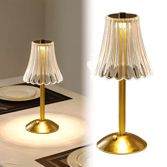 Gooowood Cordless Table Lamp Rechargeable Battery Operated Lamp 3 Color & Stepless Dimmable LED Lamp Portable Gold Metal Lamps For Bedroom Living Room Restaurant Outdoor LED light Home appliances