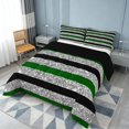 thumbnail image 3 of Homewish Black Gray Green Stripe Full Size Comforter Sets, Sequin Print Geometric Bedding Comforter Set, Black Reversible, 3-Piece 1 Comforter and 2 Pillowcases, 3 of 6