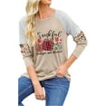 thumbnail image 5 of KimSoong Thanksgiving Shirts Thankful Grateful Blessed Shirt Women Pumpkin Long Sleeve Raglan Tops Plaid Graphic Fall Tee, 5 of 9