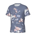 thumbnail image 3 of Yiaed Watercolor Flowers Butterfly Print Mens Short Sleeve Tight Fit T-Shirt, Crewneck Casual Tee-3X-Large, 3 of 5