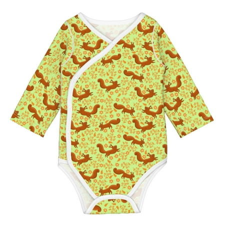 

Matuu Floral Squirrel for Baby Long-Sleeve Bodysuit Soft Cotton Comfortable and Breathable Perfect for Newborns and Infants