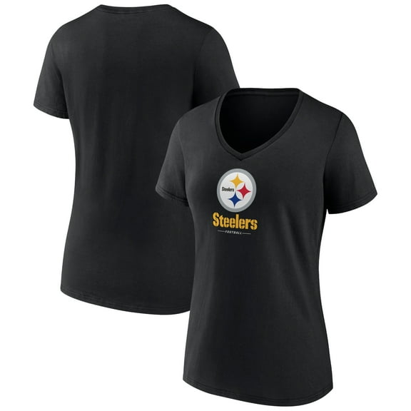 Women's Black Pittsburgh Steelers Logo Team Lockup V-Neck T-Shirt