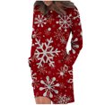 thumbnail image 1 of Pompotops Robe de Mode Décontractée Confortable à Manches Longues Col Rond Imprimé de Noël en Solde, 1 of 4