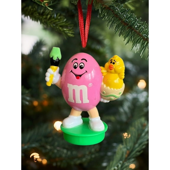 Ornament Pink M&M M & M PVC Figure Figurine Holiday Charm Dangler Candy 3” Gift