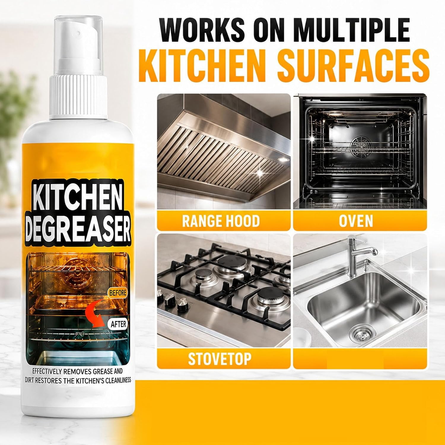 Greasekiller Bbq Spray, Greasekiller Spray Grill Cleaner, Grease Killer Heavy Duty Degreaser, Fast-Acting Grease Removal for Grills, Stovetops, and All Kitchen Surfaces