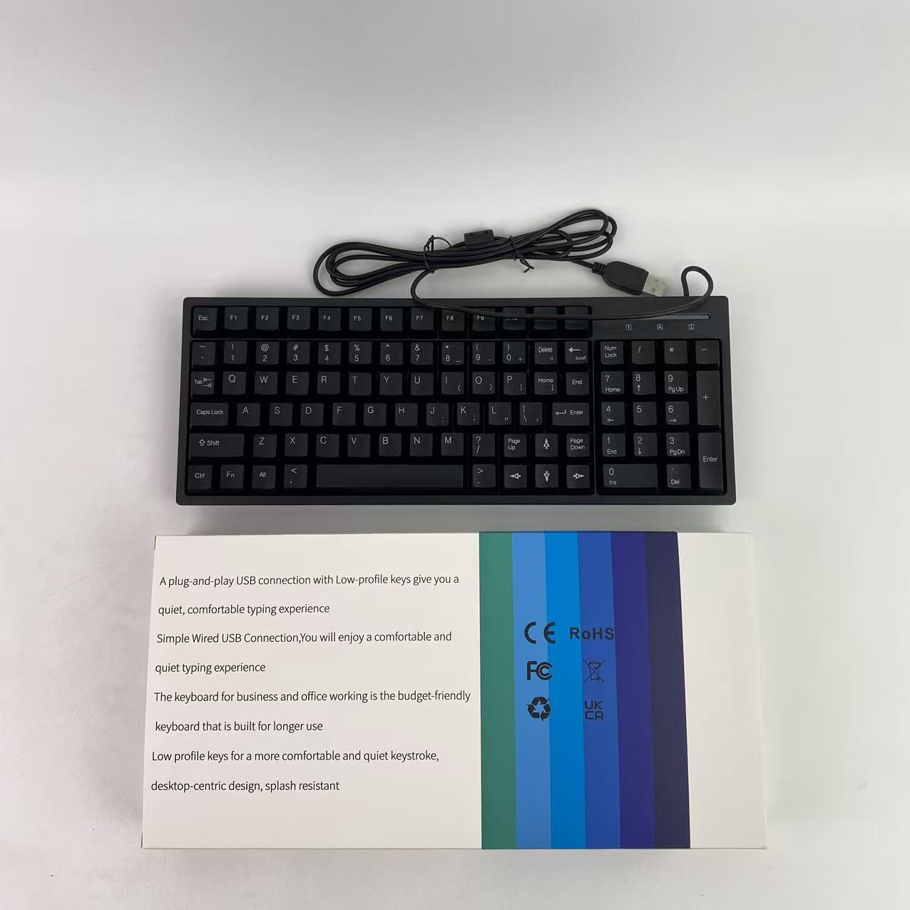 NFK Keyboards,Ultra-Slim Compact USB Wired Keyboard for Mac and PC,Windows 10/8 / 7 / Vista/XP (Black) (1PCS)