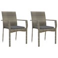 thumbnail image 2 of vidaXL 3 Piece Garden Dining Set with Cushions Grey Poly Rattan, 2 of 5