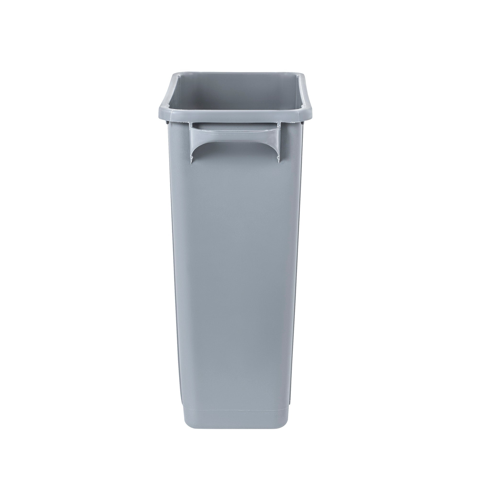 Clean Tek Professional 15 gal Rectangle Gray Plastic Slim Trash Can - with Handles - 24" x 10 3/4" x 24 3/4" - 1 count box