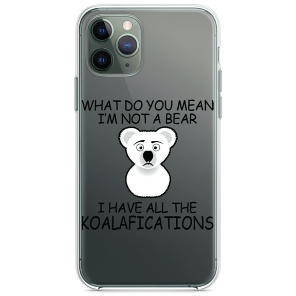 DistinctInk Clear Shockproof Hybrid Case for iPhone 11 Pro (5.8" Screen) - TPU Bumper Acrylic Back Tempered Glass Screen Protector - Not a Bear? I have the Koala-fications