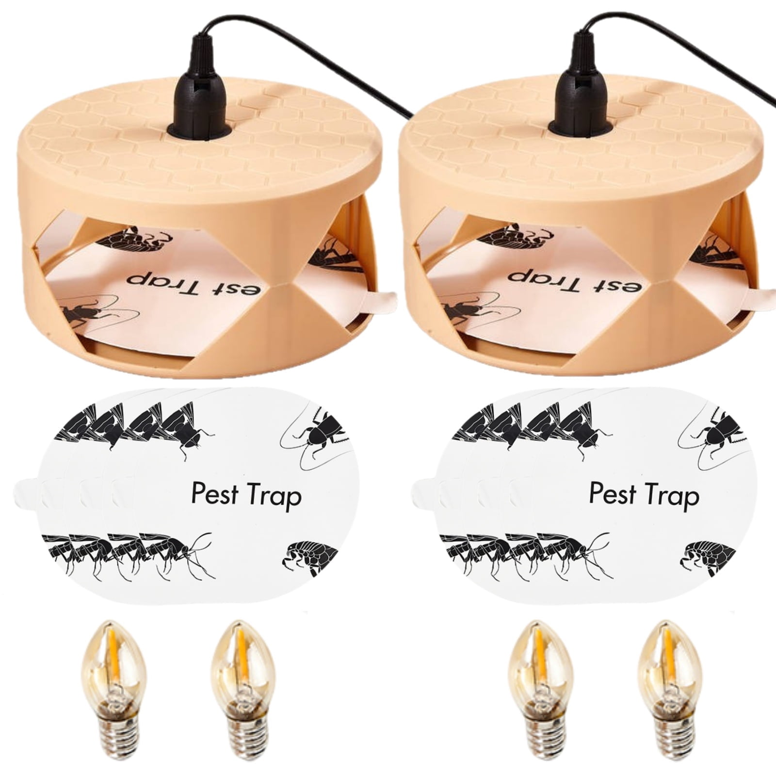 KingFurt Indoor Flea Trap 2 Packs with 8 Sticky Refill Discs, Upgrade Electric Flea Traps for Inside Your Home