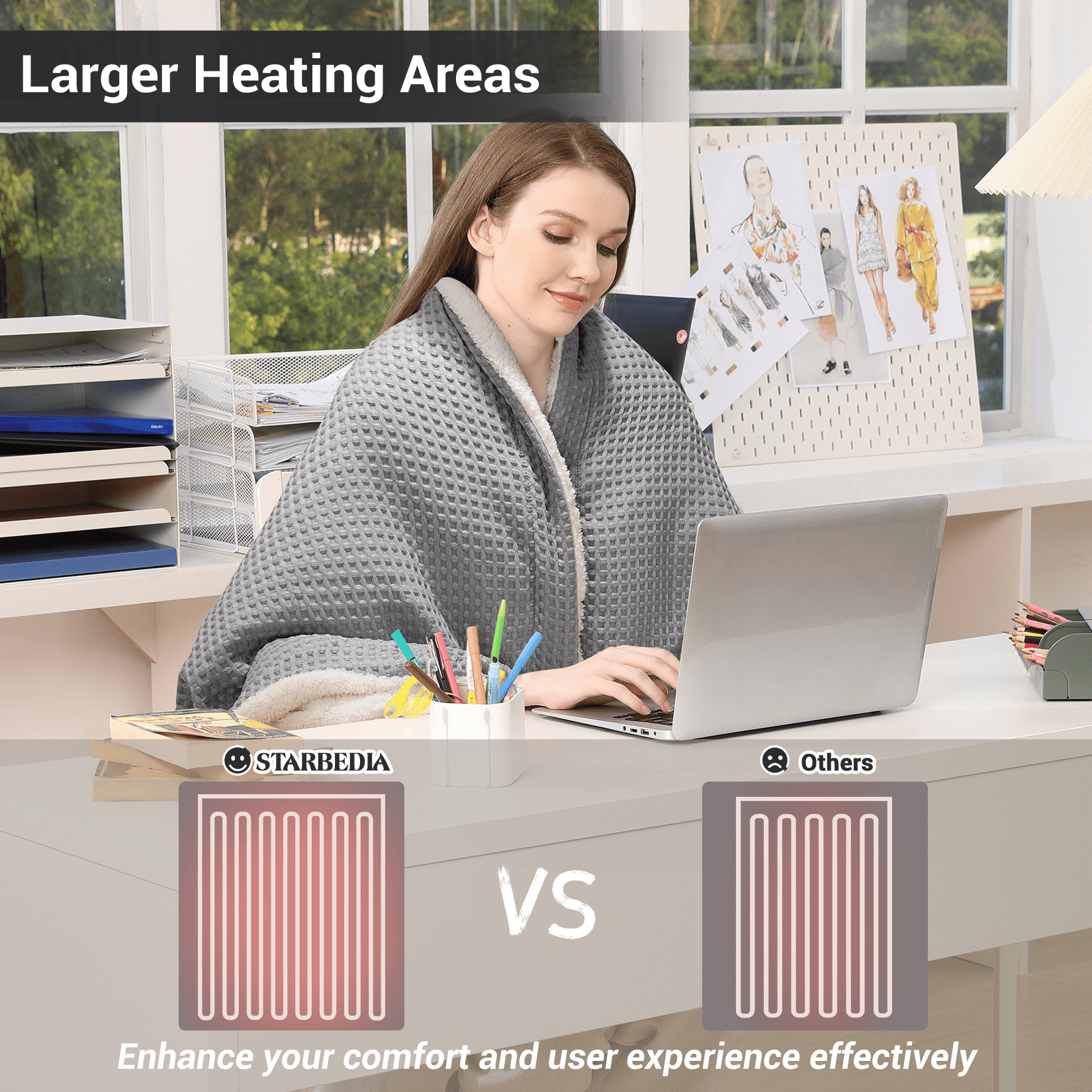 Heated Blanket with Wireless LCD Controller, 84" x 90" Queen Size Waffle Electric Blankets, Machine Washable Heated Blanket , ETL Certified, Gray
