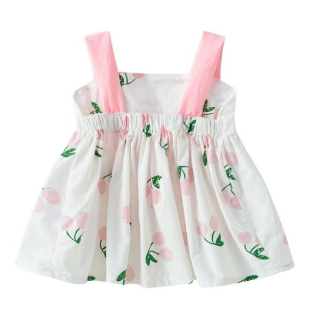 

Toddler Baby Kids Girls Sleeveless Fruit Heart Summer Princess Dress Clothes